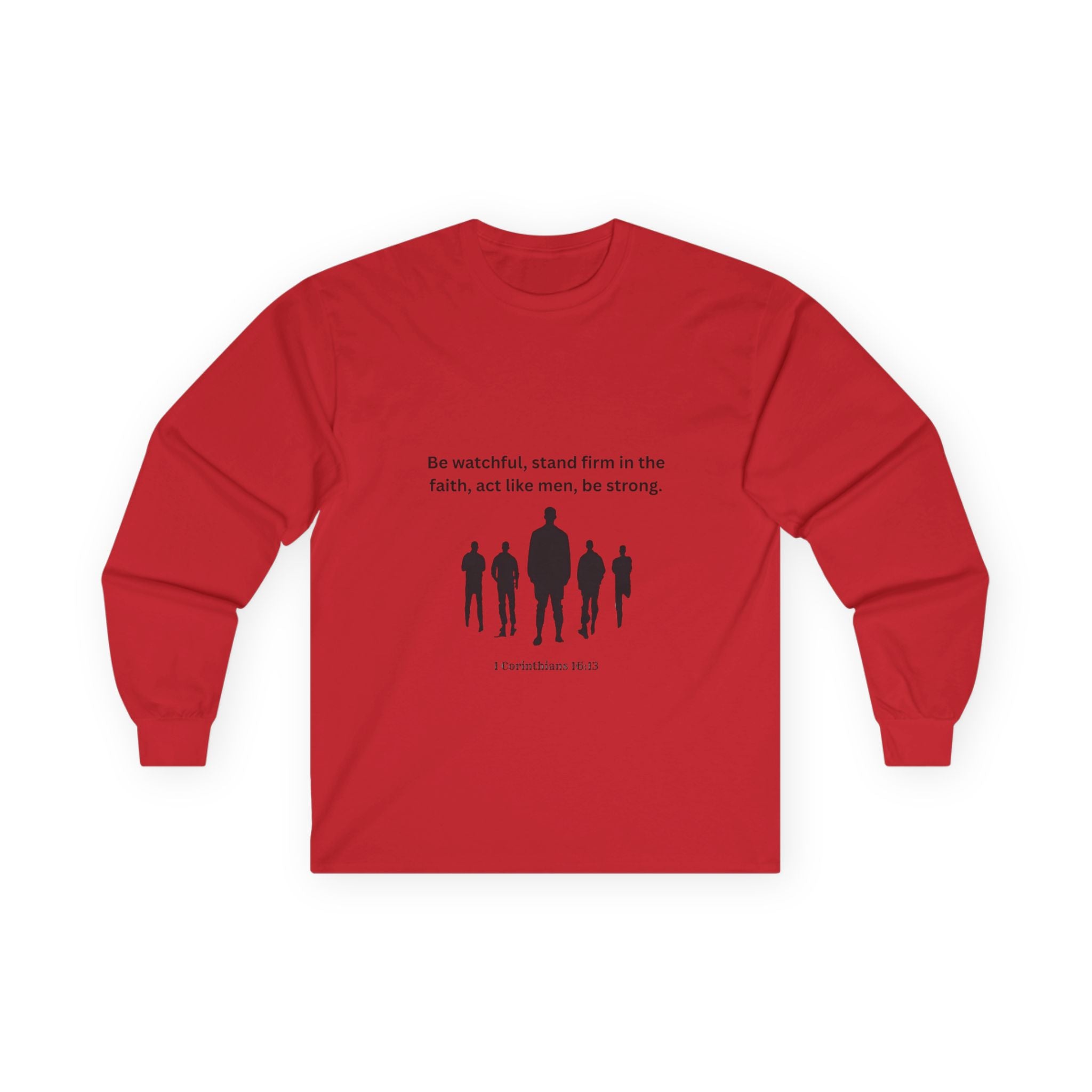 Men's Inspirational Long Sleeve Tee - Strong Biblical Quote