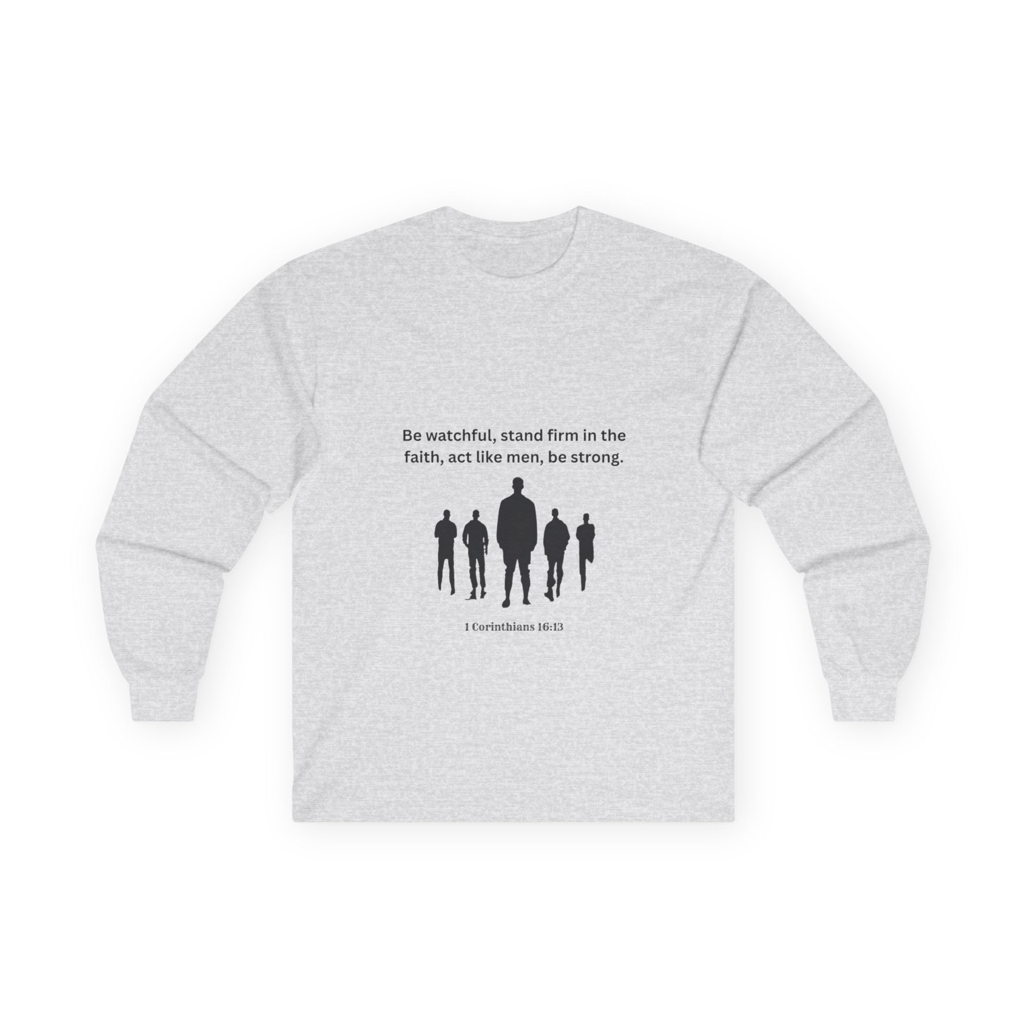 Men's Inspirational Long Sleeve Tee - Strong Biblical Quote
