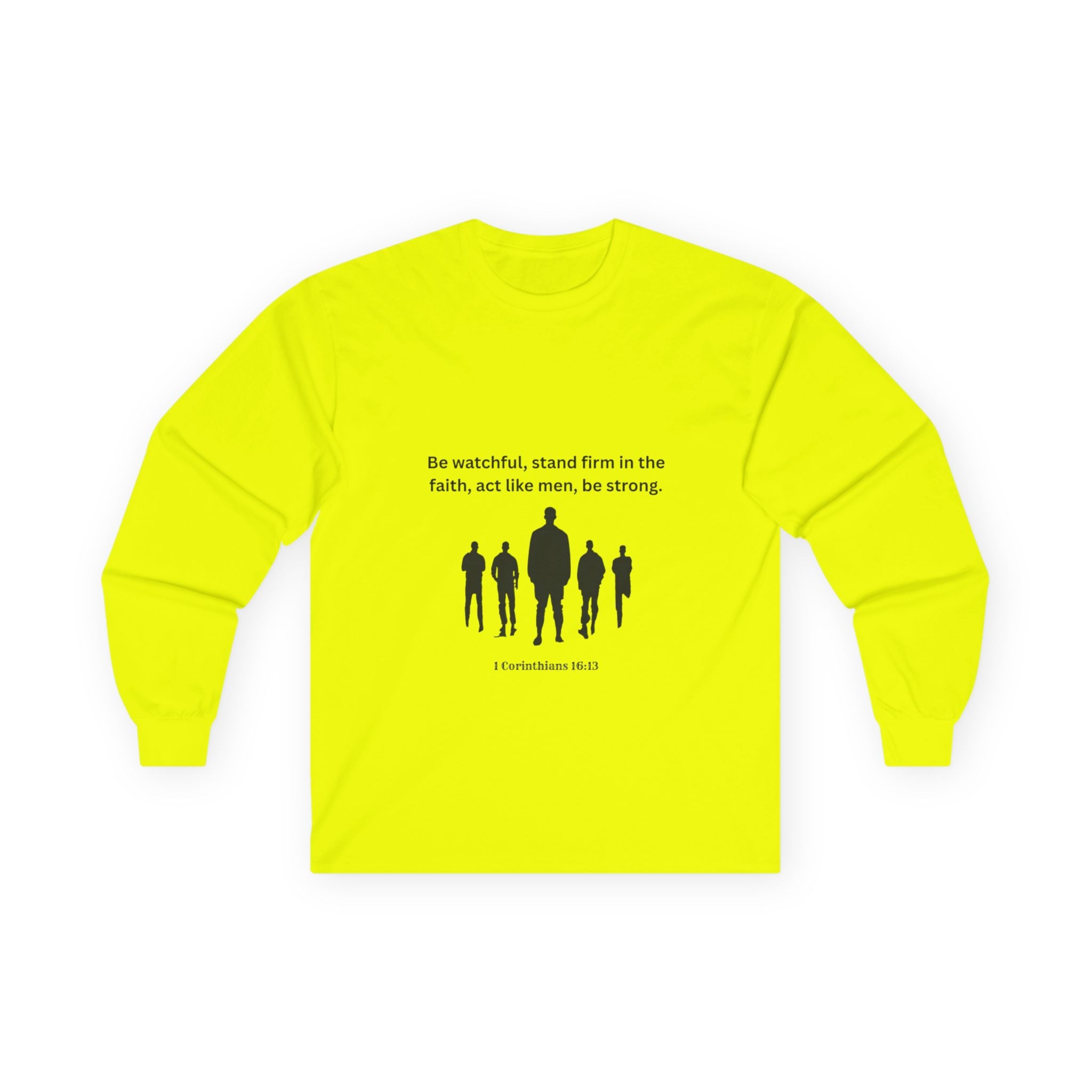 Men's Inspirational Long Sleeve Tee - Strong Biblical Quote