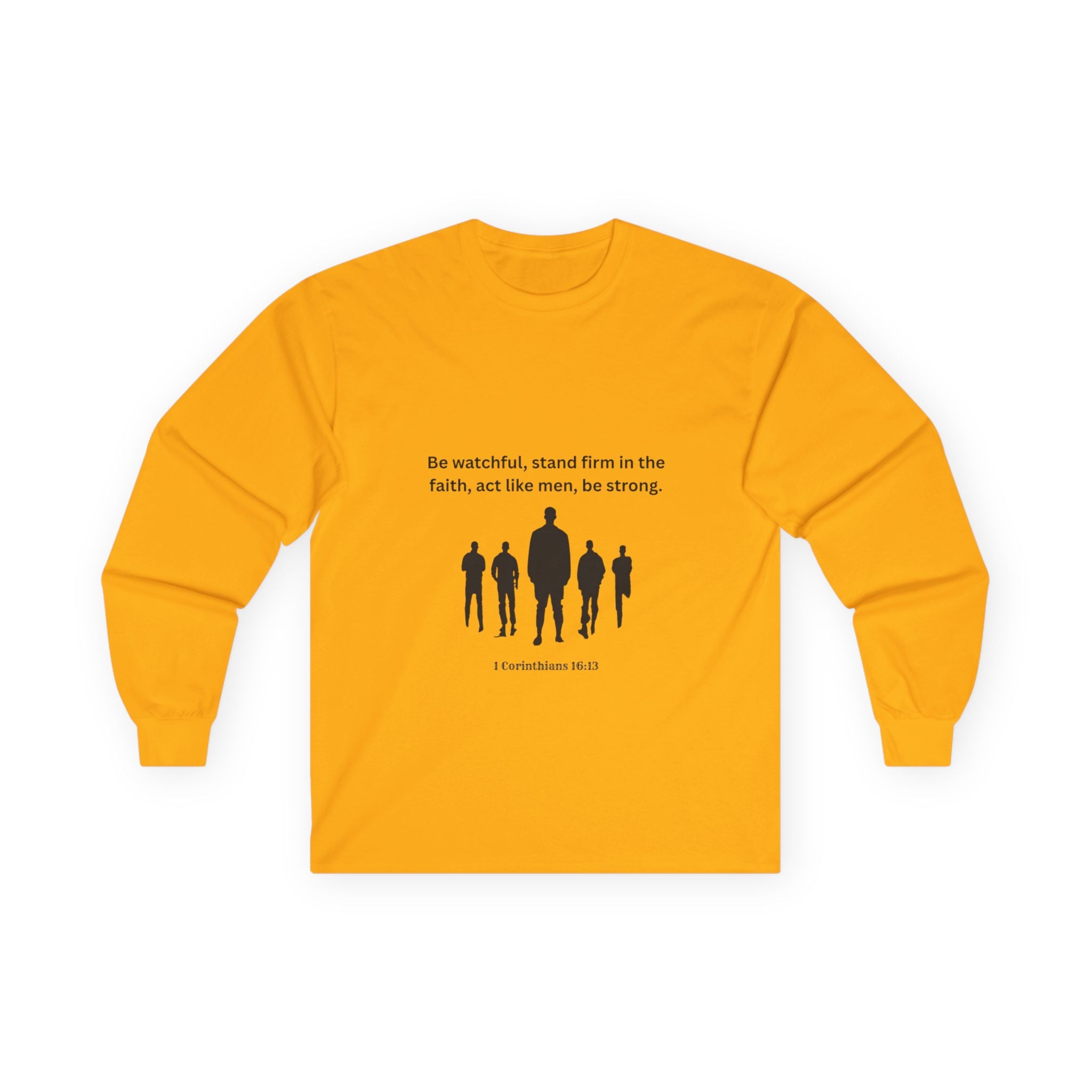 Men's Inspirational Long Sleeve Tee - Strong Biblical Quote