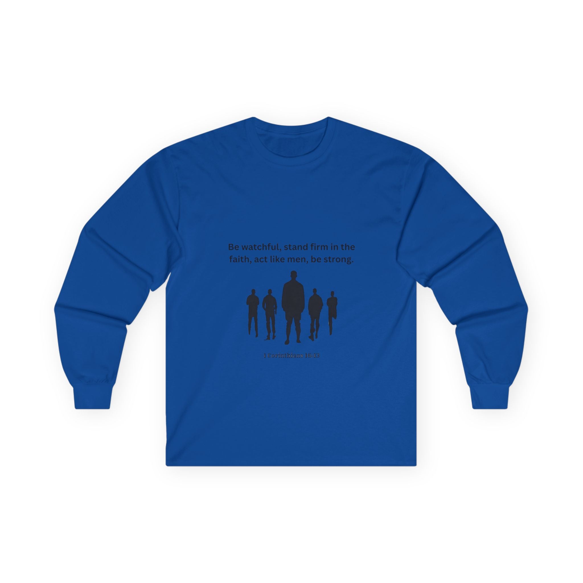 Men's Inspirational Long Sleeve Tee - Strong Biblical Quote