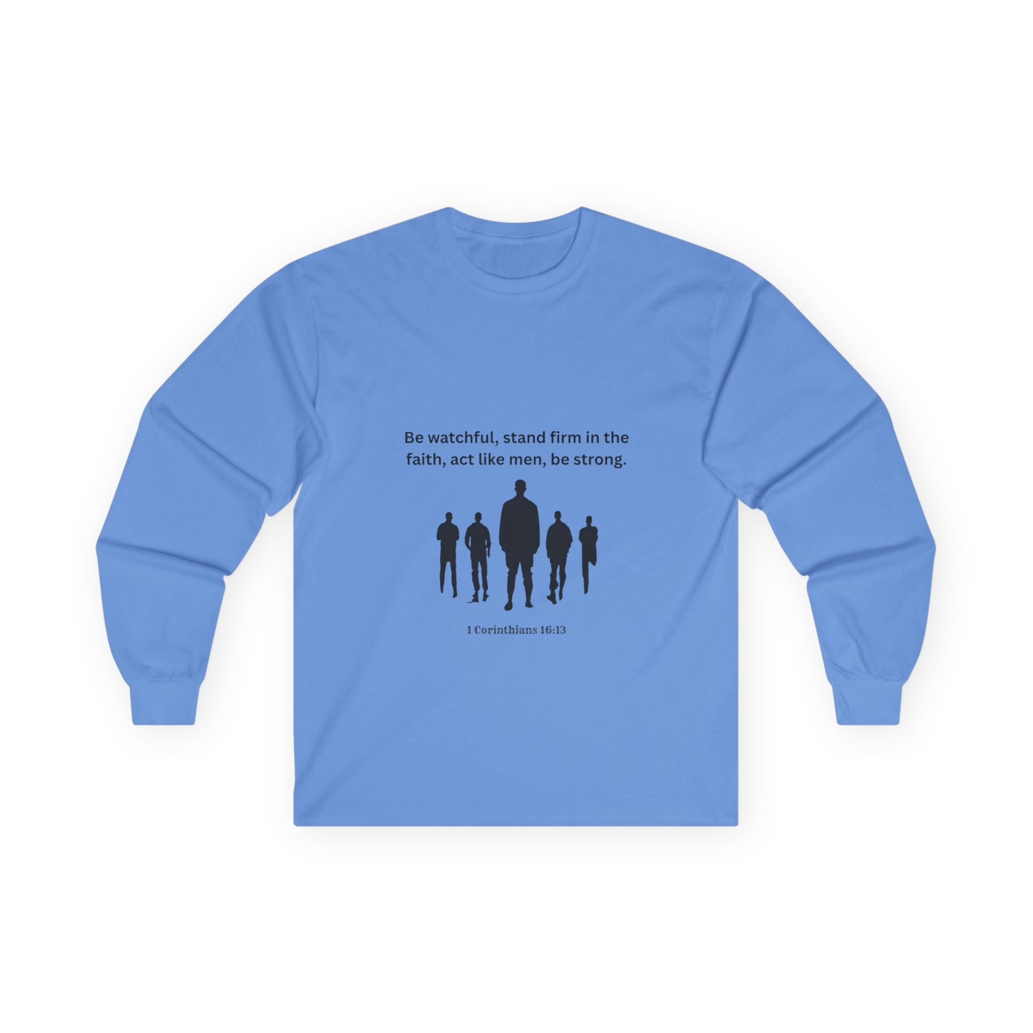 Men's Inspirational Long Sleeve Tee - Strong Biblical Quote