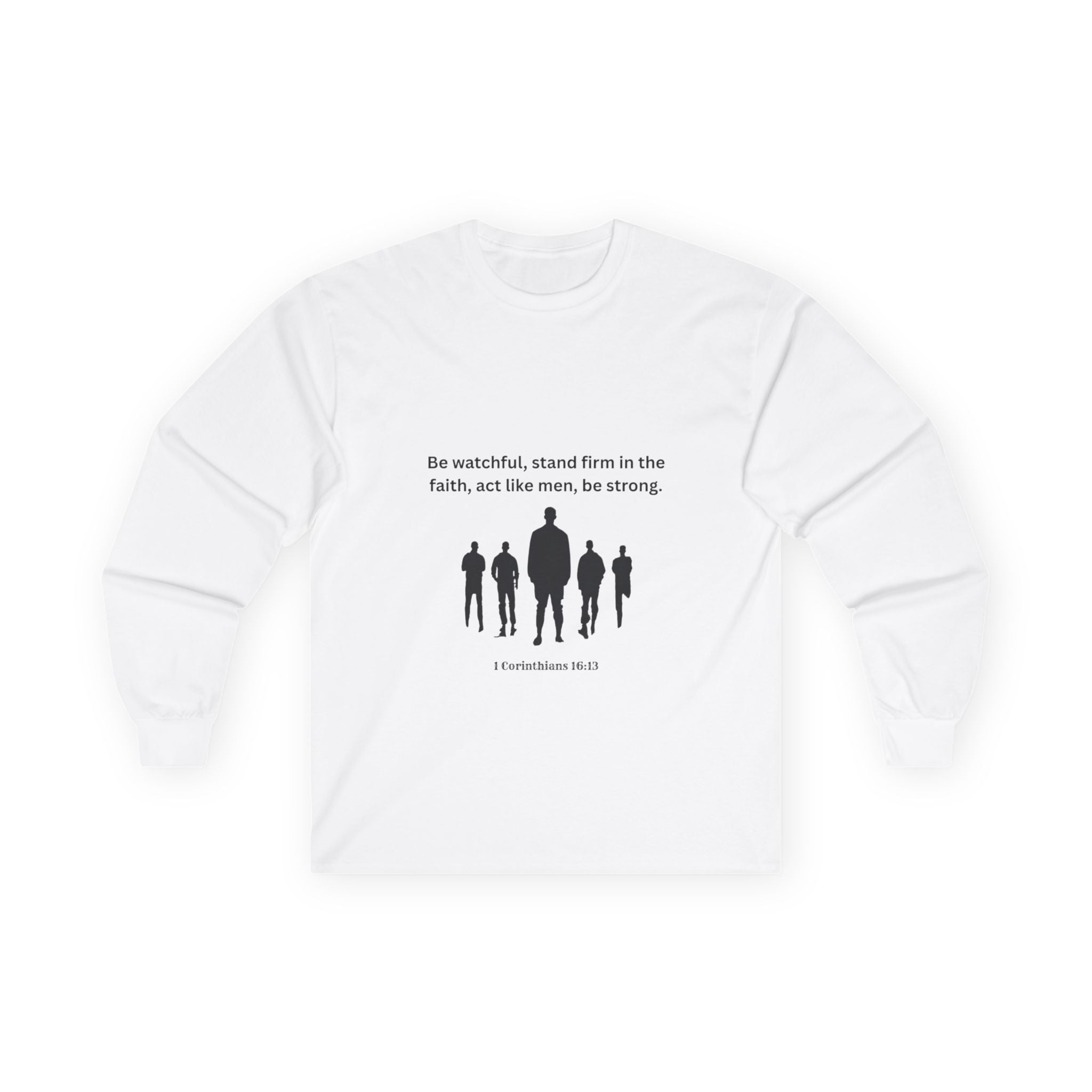 Men's Inspirational Long Sleeve Tee - Strong Biblical Quote