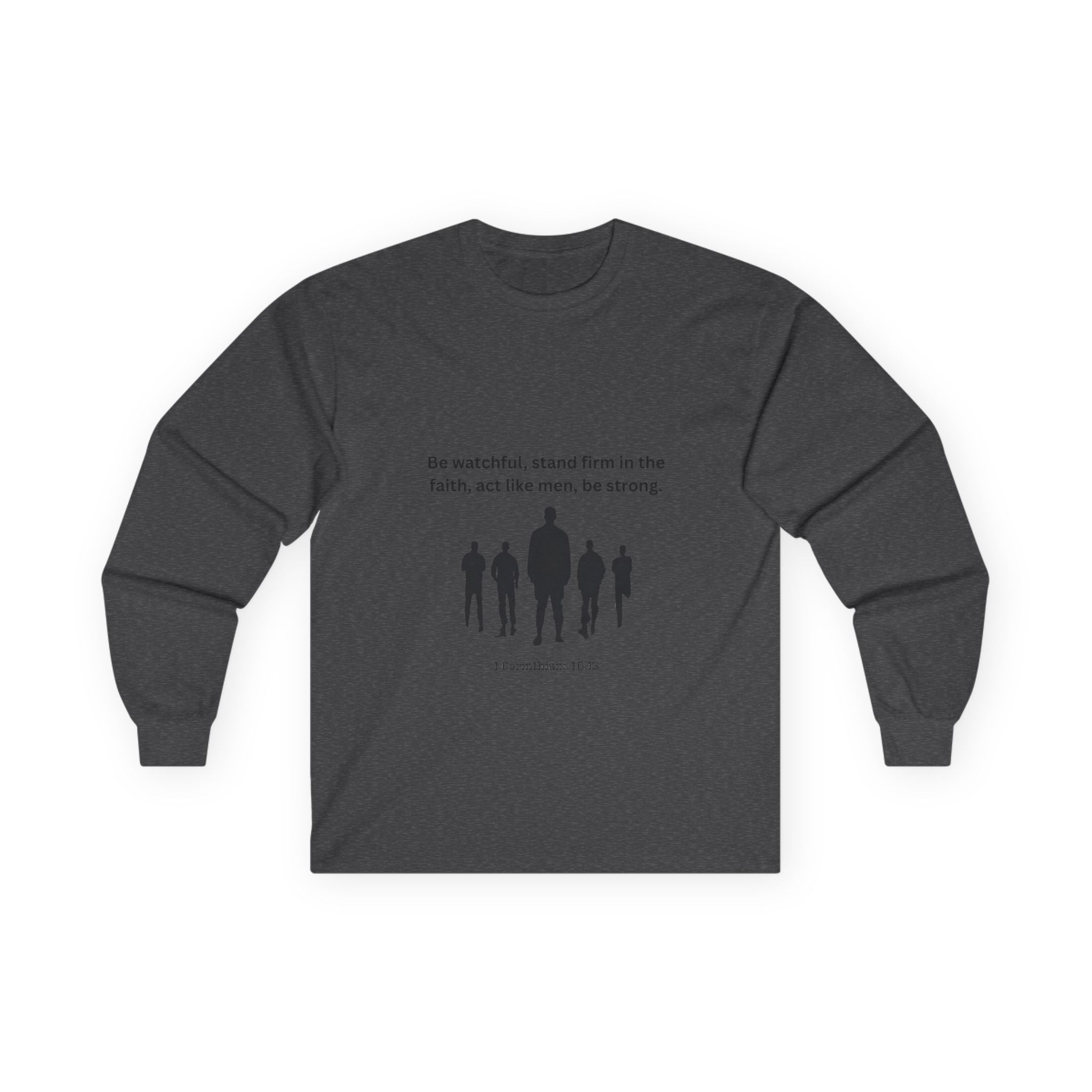 Men's Inspirational Long Sleeve Tee - Strong Biblical Quote